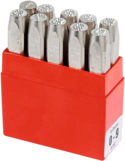 Set of numeric punches, 10 pieces Dotstress 0 − 9 3 mm