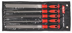 File set with 2-component handle, 5 pieces in a tool roll 250 mm