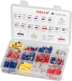 Cable lugs, plugs, and connectors set, without crimping tool 265