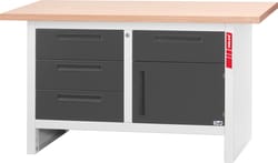 Workbench with 4 drawers and 1 swing door 1500 mm