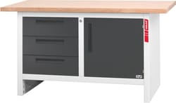 Workbench with 3 drawers and 1 swing door 1500 mm