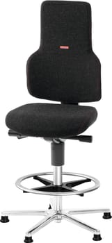 ESD swivel chair, fabric upholstery, with glides and footrest ring, high ESD