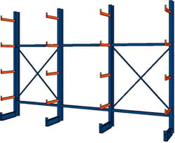 Cantilever arm rack, single-sided 3750 mm