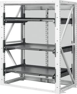 Heavy-duty basic rack with 2 column stiles with 100 % extension pull-out shelf 2500 mm