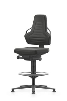 ESD swivel work chair, fabric, with glides and footrest ring, high ESD